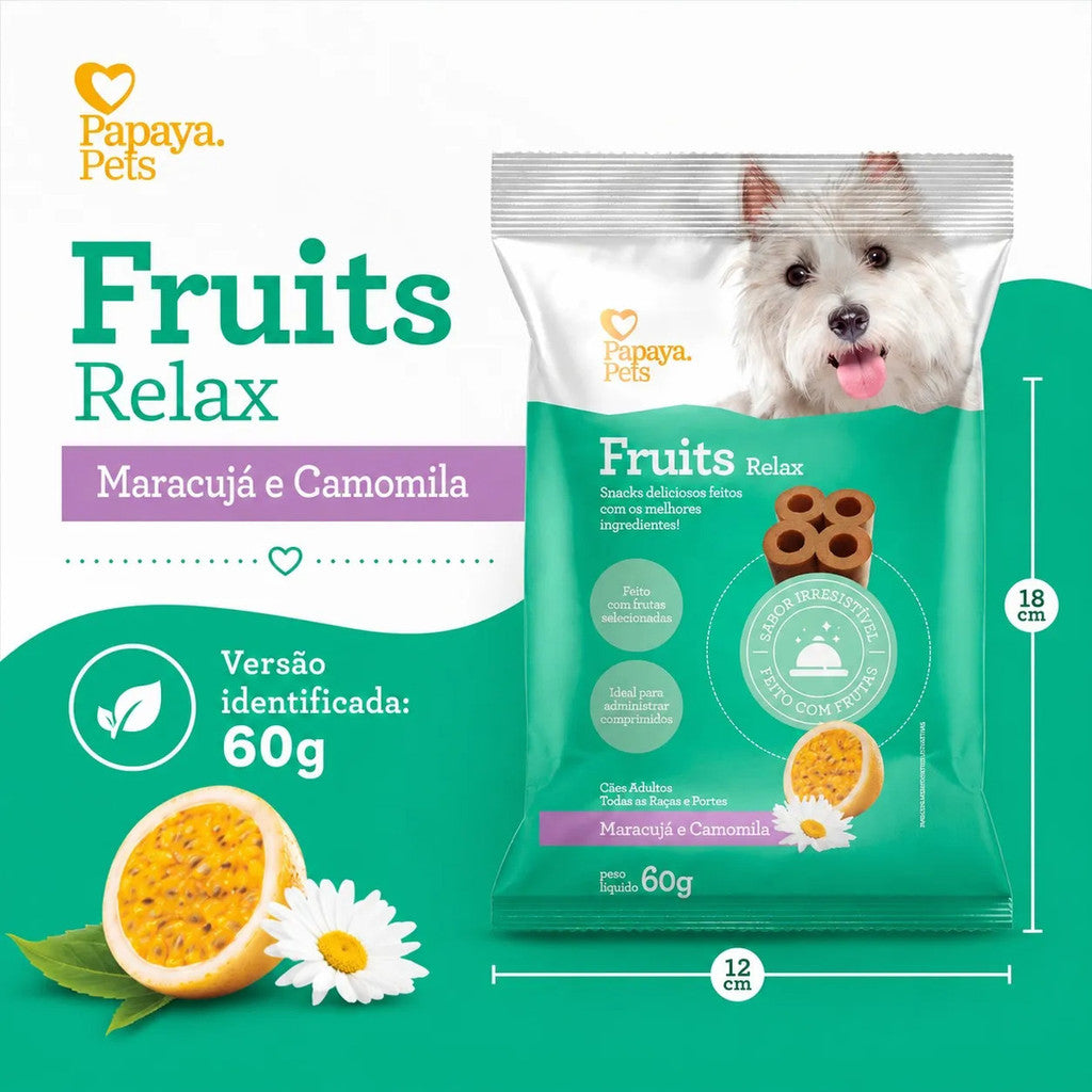 Petisco Papaya Pets Fruits Relax Maracujá E Camomila 60g