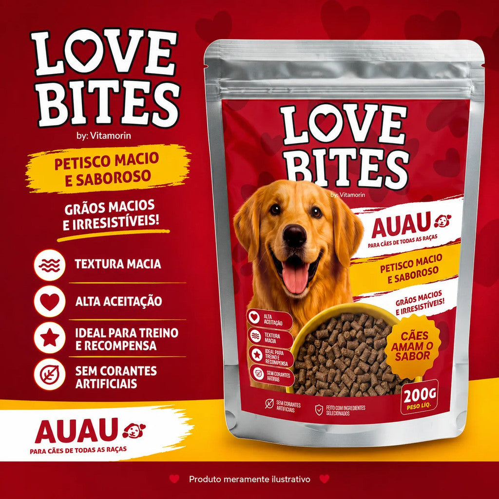 Snack Petisco Para Cães 200g Love Bites Auau