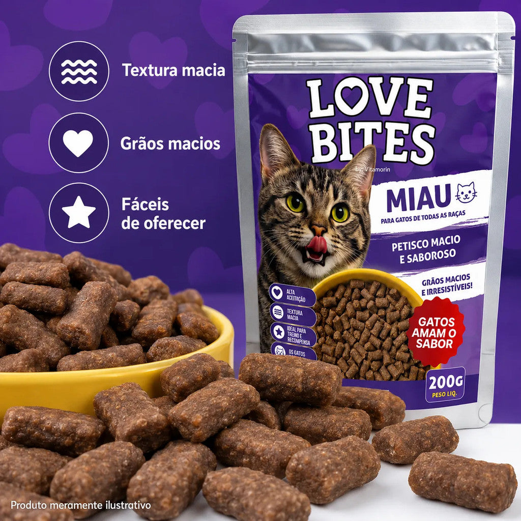 Petisco Para Gatos Love Bites Miau 200g