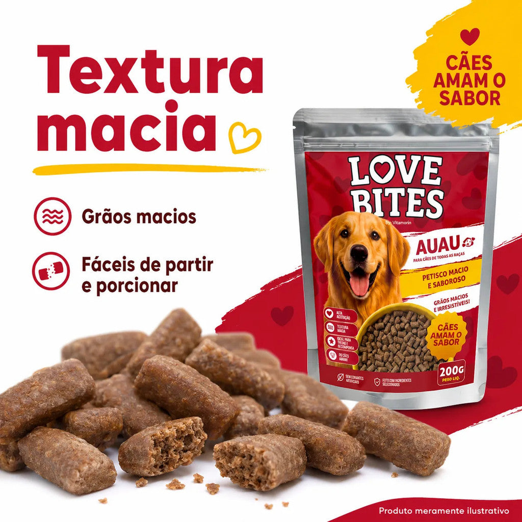 Snack Petisco Para Cães 200g Love Bites Auau