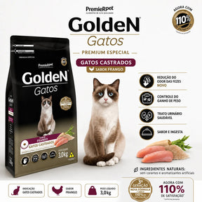 Golden Fórmula Gatos Castrados Frango 3kg