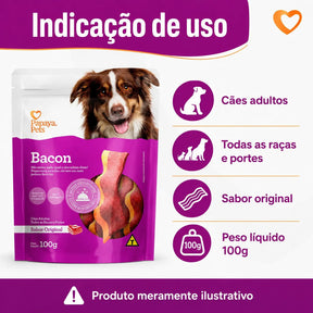Petisco Papaya Pets Bacon Sabor Original Cães Adultos 100g