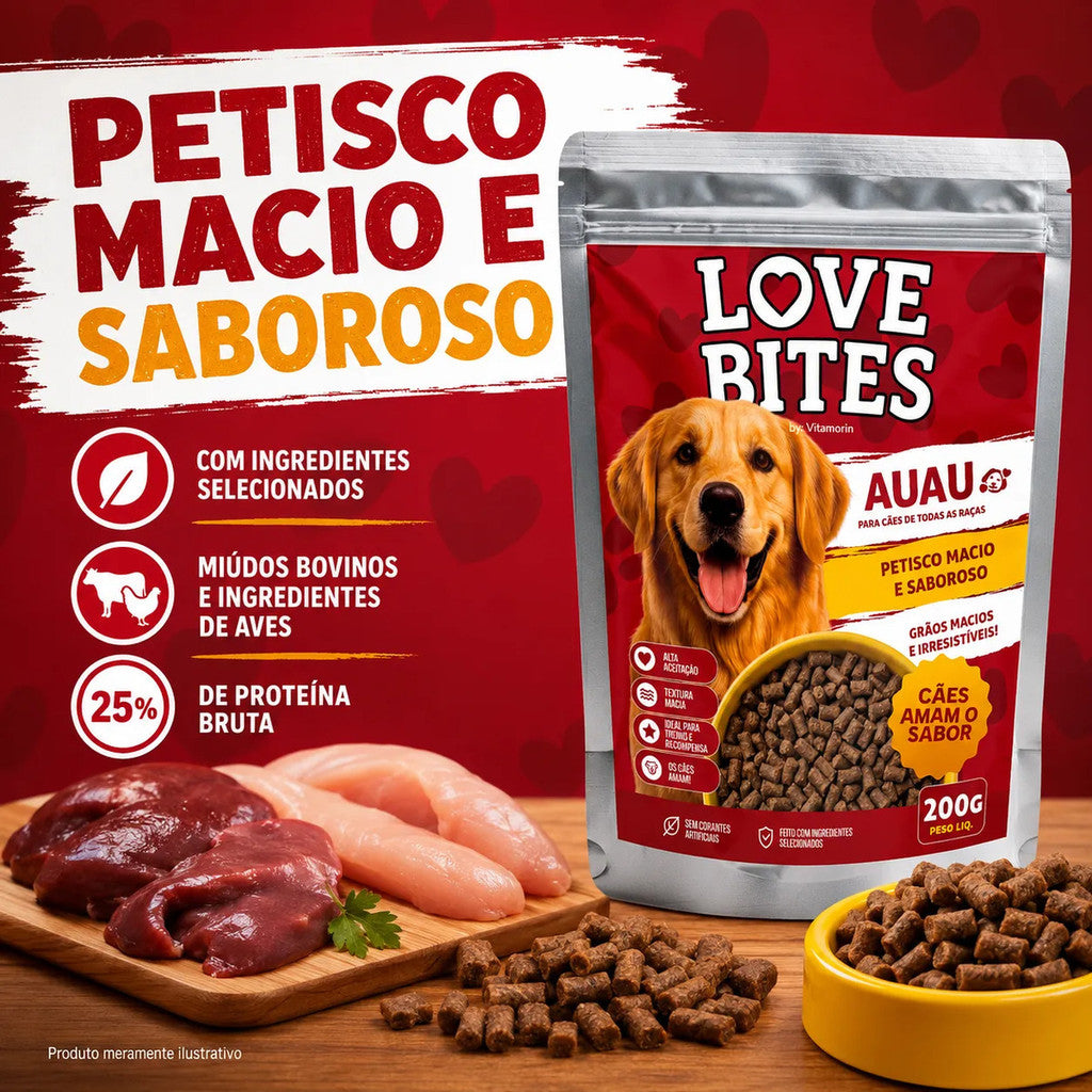 Snack Petisco Para Cães 200g Love Bites Auau