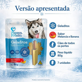 Petisco Papaya Frozen Geladitos Melancia E Banana Cães 80g