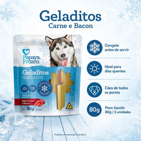 Petisco Papaya Frozen Geladitos Carne E Bacon Cães 80g
