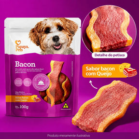 Petisco Papaya Pets Bacon Com Queijo Cães Adultos 100g