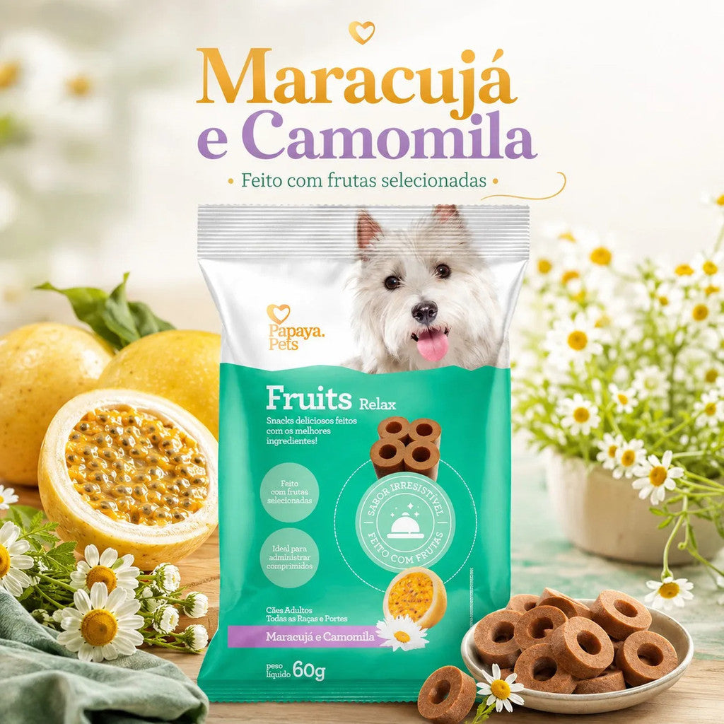 Petisco Papaya Pets Fruits Relax Maracujá E Camomila 60g