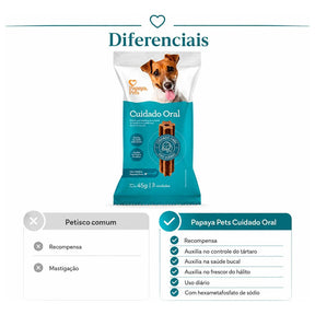 Petisco Papaya Pets Cuidado Oral Raças Pequenas 45g