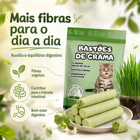 Bastão Grama Gato Controle Bola De Pelo Petisco Frango