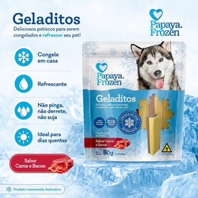 Petisco Papaya Frozen Geladitos Carne E Bacon Cães 80g