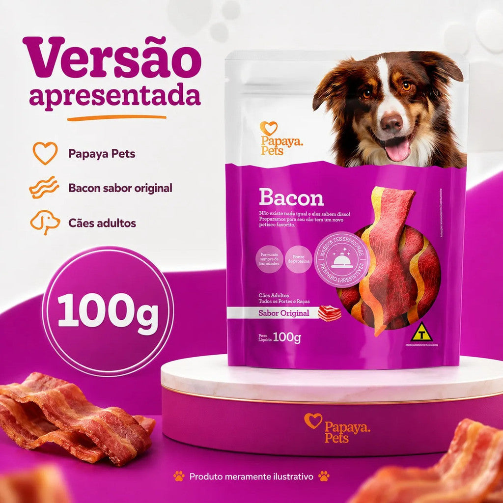 Petisco Papaya Pets Bacon Sabor Original Cães Adultos 100g