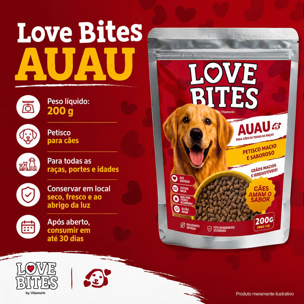 Snack Petisco Para Cães 200g Love Bites Auau