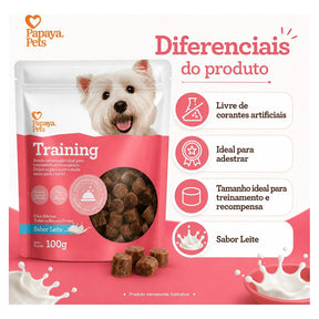Petisco Papaya Pets Training Sabor Leite Cães Adultos 100g
