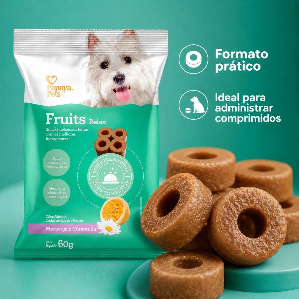 Petisco Papaya Pets Fruits Relax Maracujá E Camomila 60g