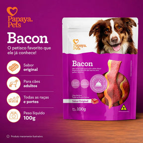Petisco Papaya Pets Bacon Sabor Original Cães Adultos 100g