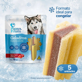 Petisco Papaya Frozen Geladitos Carne E Bacon Cães 80g