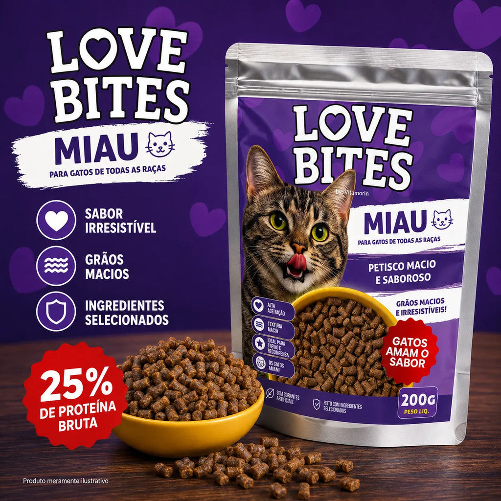 Petisco Para Gatos Love Bites Miau 200g