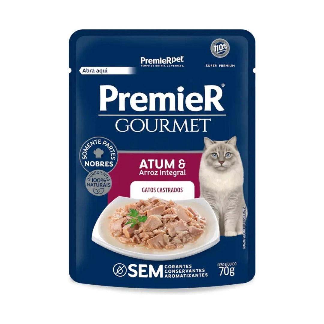 Premier Gourmet Para Gatos Adultos Castrados Atum 70g